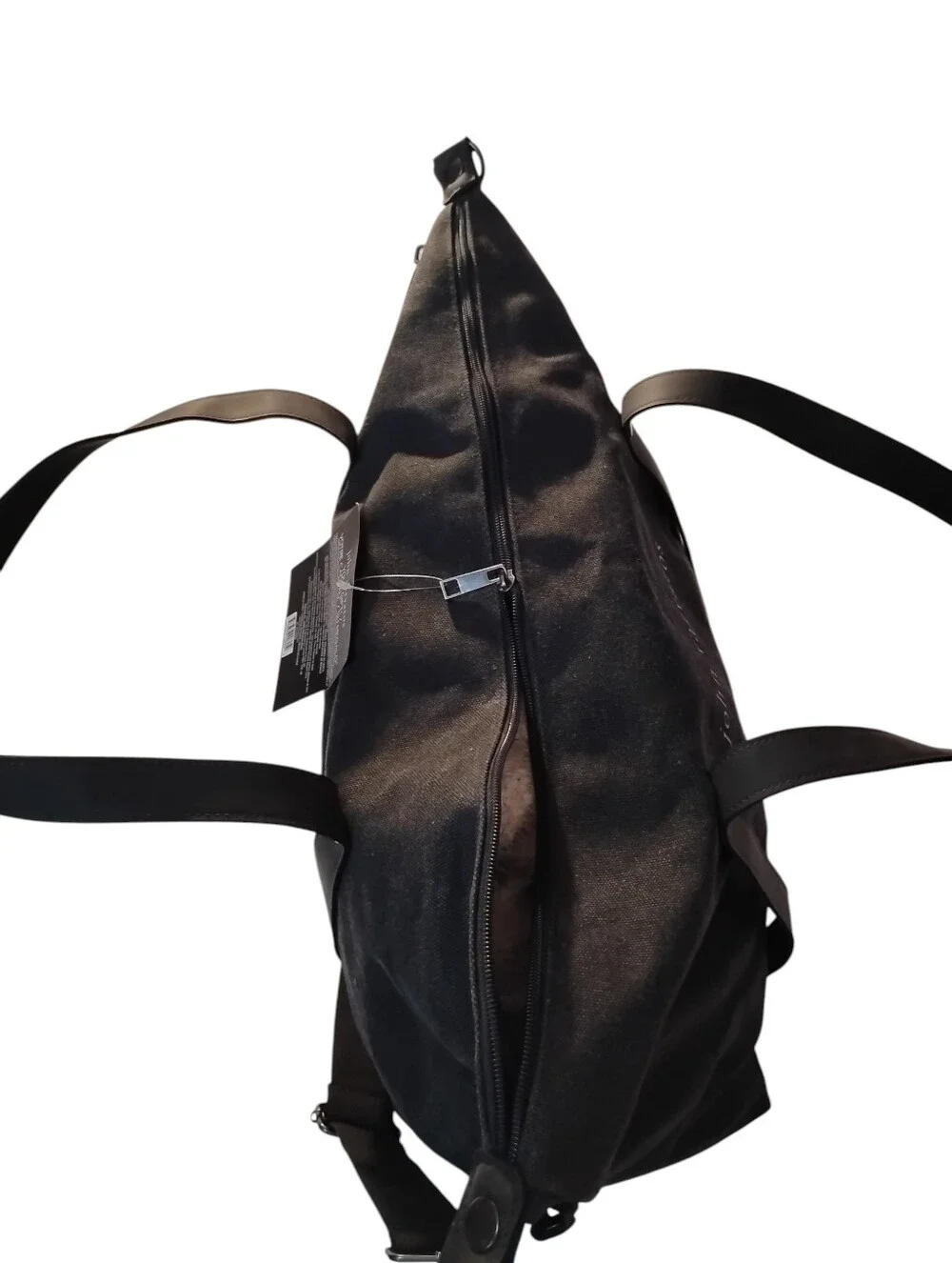 John Varvatson Weekender Duffle Bag. Black Canvas With Leather Straps.